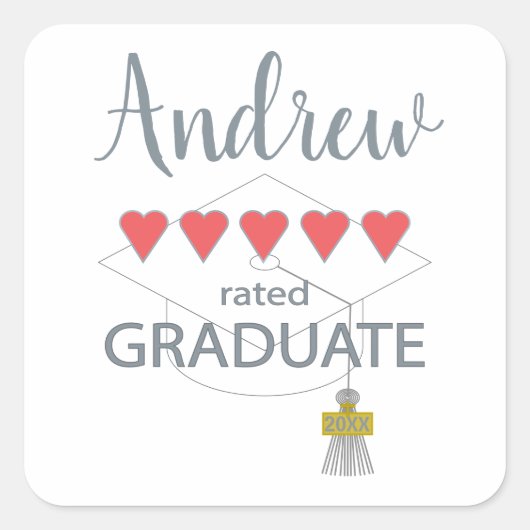 5 Hartbeoordeling Afstuderen Vierkante Sticker (Voorkant)