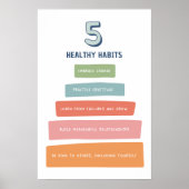 5 Healthy Habits Bright Classroom Poster (Voorkant)