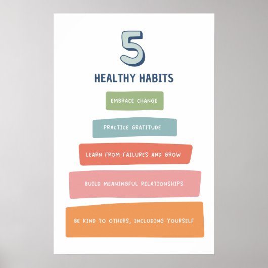 5 Healthy Habits Bright Classroom Poster (Voorkant)