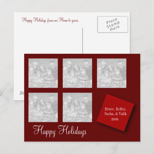 5 het Rood van de Groet van de Vakantie van de Feestdagenkaart (Voorkant / Achterkant)