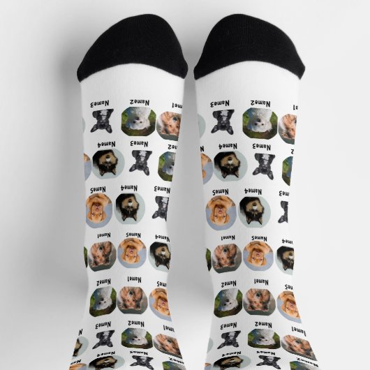 5 Honden, 5 Namen, Dog Foto - Gepersonaliseerd Wit Sokken (Top)