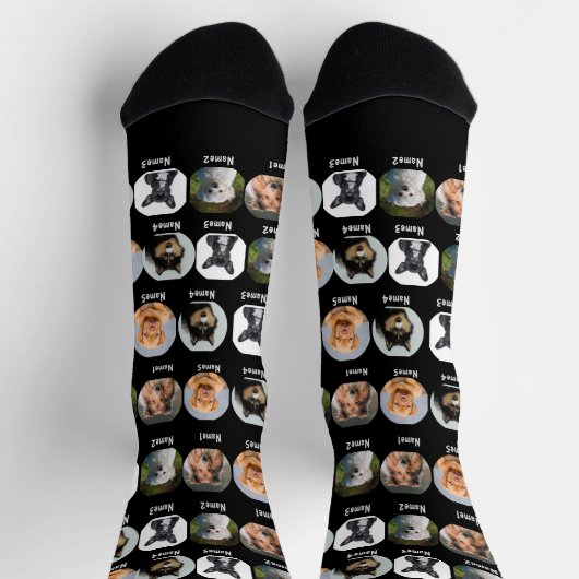 5 Honden, 5 Namen, Dog Foto - Gepersonaliseerd zwa Sokken (Top)