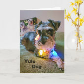 5-inch x7-inch gevouwen kaart || Yule Dog (Gele Bloem)