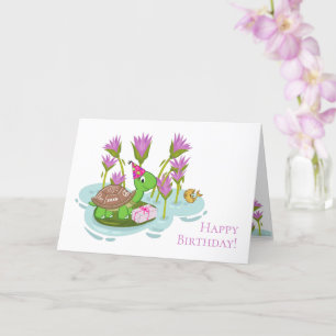 5-inch x7-schildpad met Pet en cadeau op feestdag  Kaart