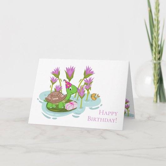 5-inch x7-schildpad met Pet en cadeau op feestdag Kaart (Voorkant)