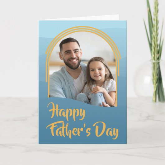5-inch x7-Vaderdag Kaart met blauw golven en borde (Voorkant)