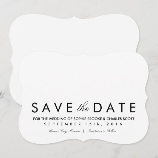 5-inch x 7-inch eenvoudige grafische beugel Bespaa Save The Date (Voorkant / Achterkant)