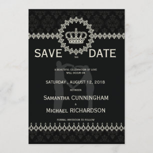 * 5 inch x 7 inch modern Laces Crown Wedding Passp Save The Date