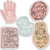 5 inspirerende Bijbelcitaten Handschrift Doodles Sticker (Voorkant)
