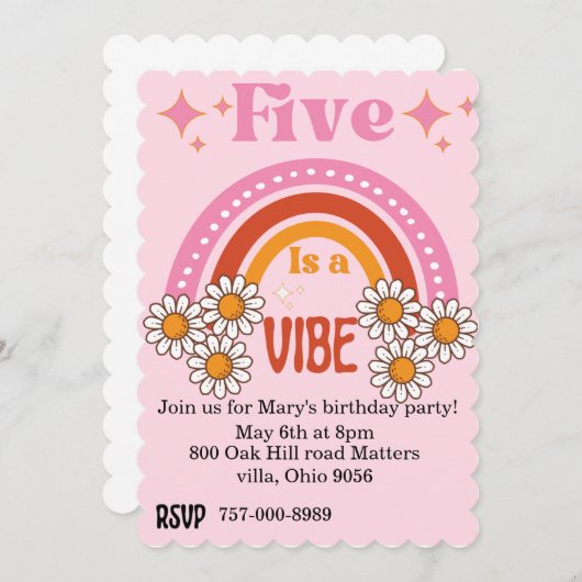 5 is een vibe verjaardag kaart (Voorkant / Achterkant)