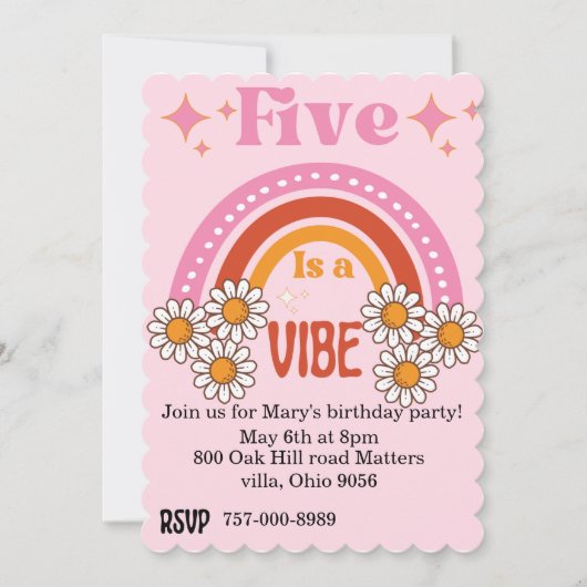 5 is een vibe verjaardag kaart (Voorkant)