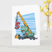 5 jaar 5th Birthday Mobile Crane Dinosaur Kaart (Gele Bloem)