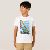 5 jaar 5th Birthday Mobile Crane Dinosaur T-shirt (Voorkant volledig)