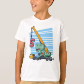 5 jaar 5th Birthday Mobile Crane Dinosaur T-shirt (Voorkant)
