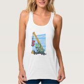 5 jaar 5th Birthday Mobile Crane Dinosaur Tanktop (Voorkant)