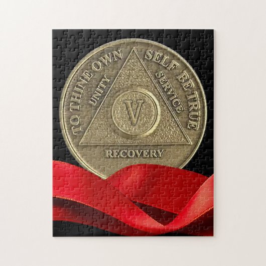 5 jaar AA Jubileum Coin Red Ribbon Legpuzzel (Verticaal)