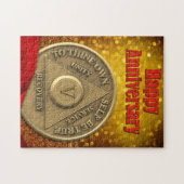 5 Jaar AA Munt Glitter Happy Jubileum Legpuzzel (Horizontaal)