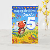 5 jaar Aangepaste verjaardagskaart Little Ladybug Kaart (Gele Bloem)