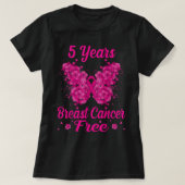 5 jaar Borstkanker Free Survivor Butterfly T-shirt (Design voorkant)