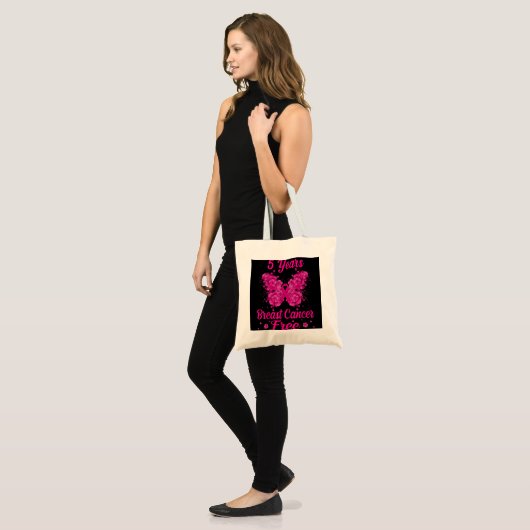 5 jaar Borstkanker Free Survivor Butterfly Tote Bag (Voorkant (model))