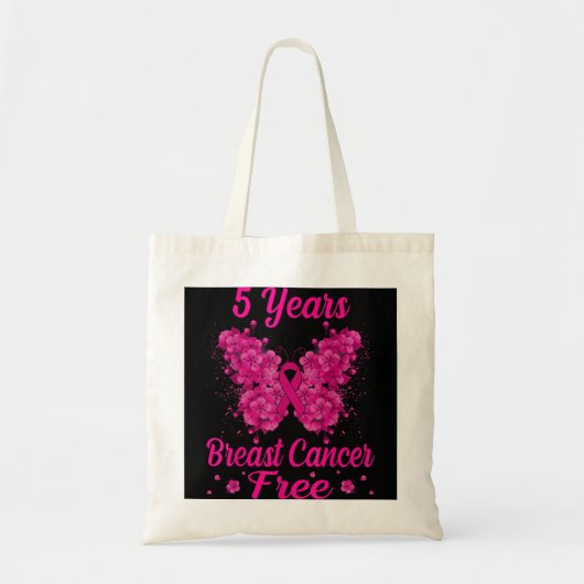 5 jaar Borstkanker Free Survivor Butterfly Tote Bag (Voorkant)