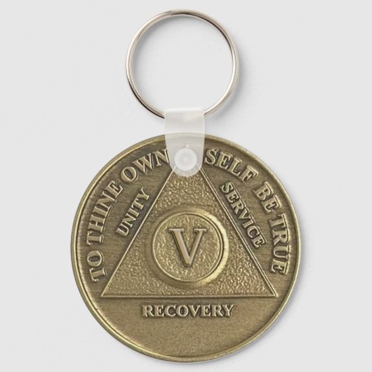 5 jaar CUSTOM NAME Sober Medallion Sleutelhanger (Voorkant)