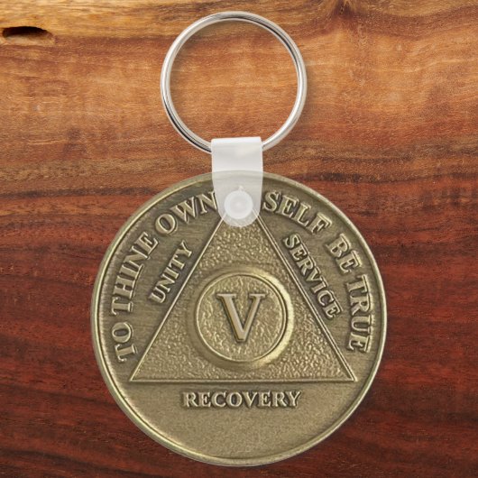 5 jaar CUSTOM NAME Sober Medallion Sleutelhanger (Voorkant)