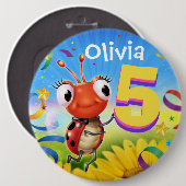5 jaar Custom verjaardag badge Little Ladybug rang Ronde Button 6,0 Cm (Voorkant /achterkant)