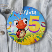 5 jaar Custom verjaardag badge Little Ladybug rang Ronde Button 6,0 Cm (In situ)