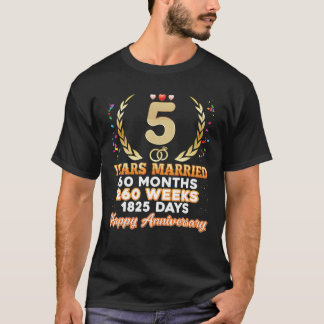5 jaar Gefeliciteerd, vijfde bruiloft Jubileum cou T-shirt