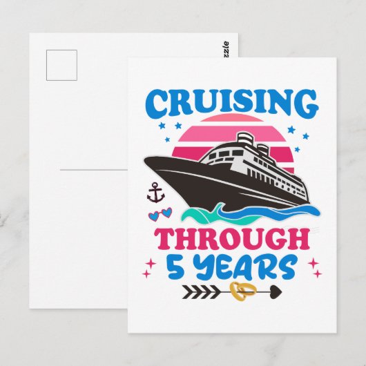 5 Jaar Getrouwd Varen Briefkaart (Voorkant / Achterkant)