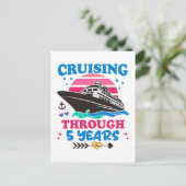 5 jaar getrouwd vieren met een cruise briefkaart (Staand voorkant)