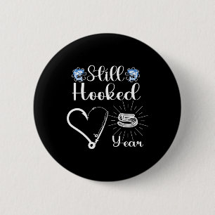 5 Jaar Getrouwd - Vissend Paar - 5e Trouwdag Ronde Button 5,7 Cm