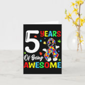 5 jaar geweldig verjaardagslint autisme kaart (Gele Bloem)