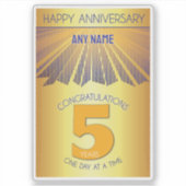 5 Jaar | Golden Ray 12 Stappen AANGEPASTE NAAM Sticker (Voorkant)