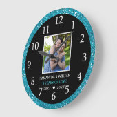 5 jaar Jubileum Foto zwart en blauw glitter Grote Klok (Hoek)