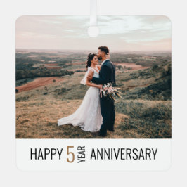 5 jaar Jubileum Fotocadeau Metalen Ornament