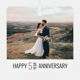 5 jaar Jubileum Fotocadeau Metalen Ornament