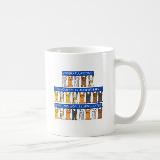 5 jaar Jubileum gefeliciteerd katten Koffiemok (Rechts)