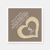 5 jaar jubileum hout hart aangepaste servetten (Voorkant)