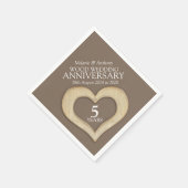5 jaar jubileum hout hart aangepaste servetten (Hoek)