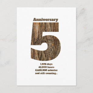 5 Jaar Jubileum - Houten Jubileum Mijlpaal Briefkaart