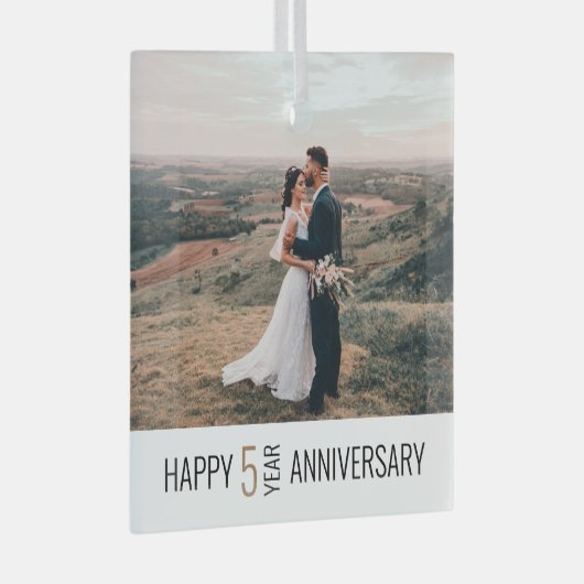 5 jaar Jubileum Photo Keepomwille Cadeft Glas Ornament (Voorkant Rechts)