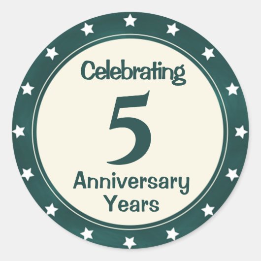 5 Jaar Jubileum Ronde Sticker (Voorkant)