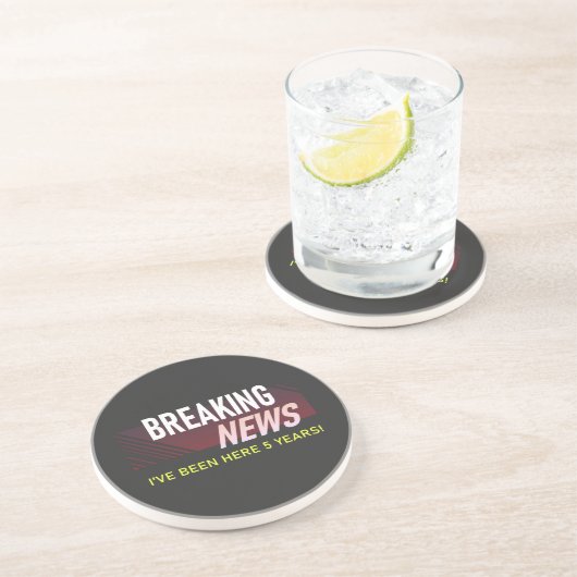 5 jaar Jubileum van het werk 5e waardering werknem Zandsteen Onderzetter (Zijkant)