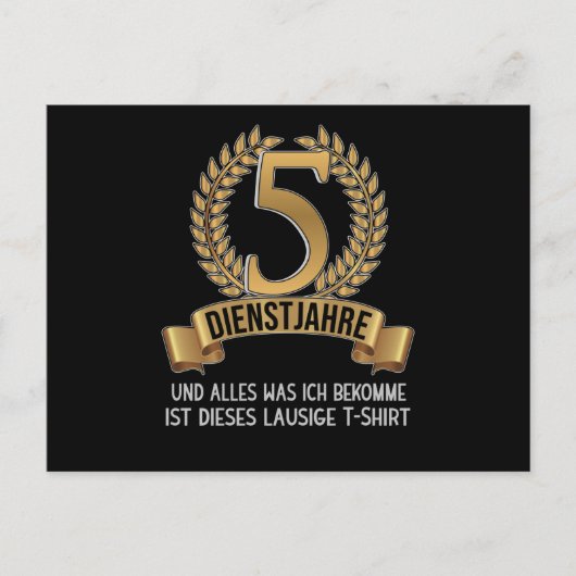 5 jaar Jubileum vennootschap met werknemers Briefkaart (Voorkant)