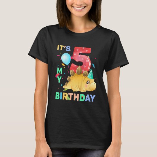 5 jaar Kinder Cute Dino Dinosaur 5e vijfdaagse Mei T-shirt (Voorkant)