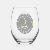 5 jaar lang service herdenkingsbedrijf wijnglas zonder voet (Voorkant)