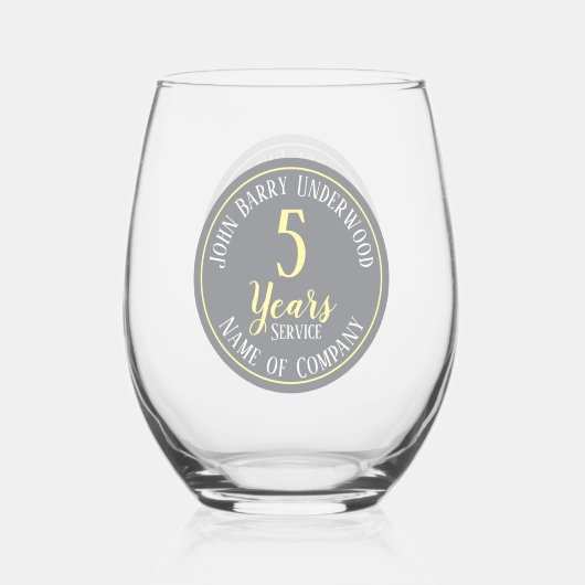 5 jaar lang service herdenkingsbedrijf wijnglas zonder voet (Voorkant)