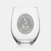 5 jaar lang service herdenkingsbedrijf wijnglas zonder voet (Achterkant)